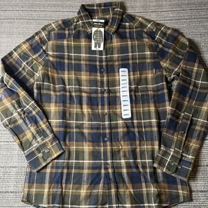 NEW Eddie Bauer Men's Small Flannel Long Sleeve Button Up Blue Green